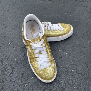 Puma platform glitter gold shoes